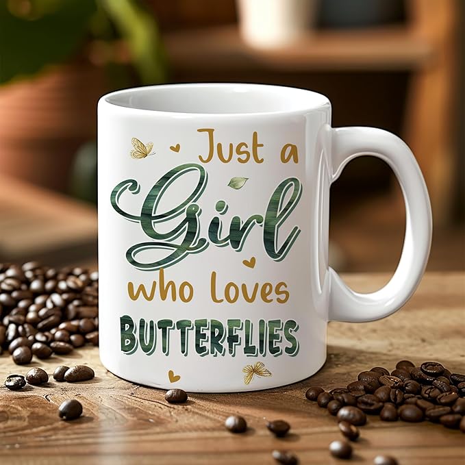 Hyturtle Personalized Floral Butterfly Mug - Butterfly Gifts For Women Lovers - Animal Gift For Bird Lover Her - Bird Gifts For Mom on Mother Day - Custom Name Coffee Cup Ceramic Mug 11 Oz 15 Oz-Ruum Studio Home