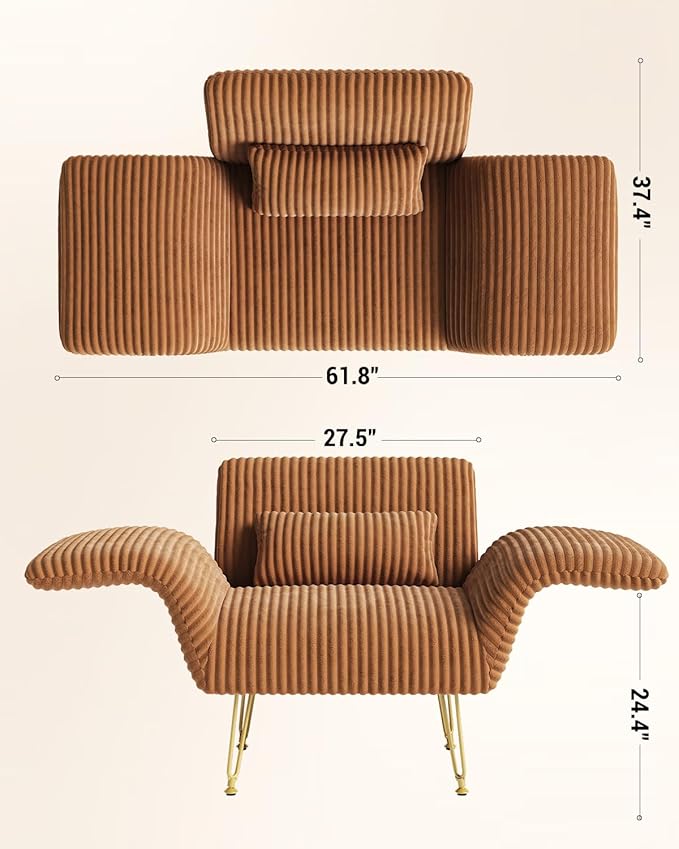 Txtin's Comfy Accent Chair Reading Chair for Bedroom Cozy Wing Arm Living Room Single Sofa Chair with Angle Adjustable Arms Brown Corduroy Easy Assembly-Ruum Studio Home