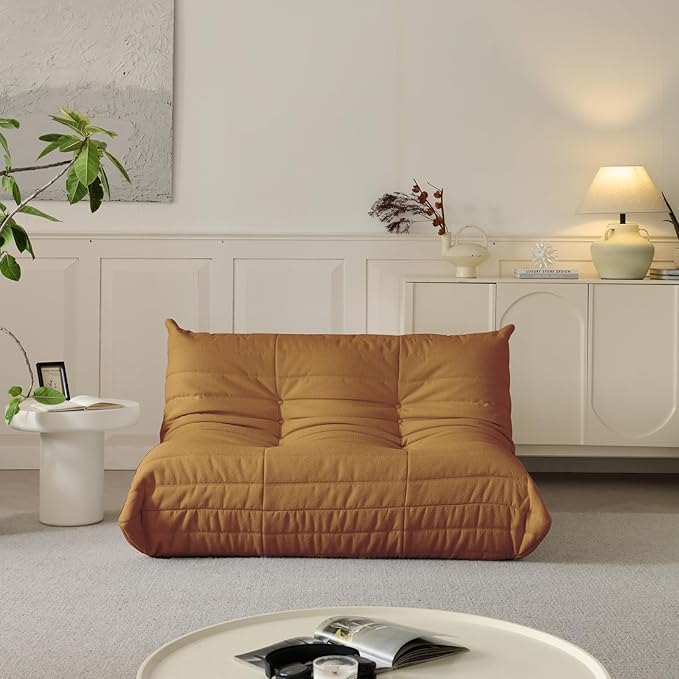 Luxury Sofa Couch Chair, Lazy Floor Seating, Fireside Bean Bag Chair, Ergonomic Tatami Sofa Lounger for Living Room, Bedroom, Office, Loveseat, Brown-Ruum Studio Home