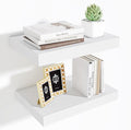 Fun Memories Wood Floating Shelves 16 Inch, 10 Inch Deep Shelves Wall Mount, Wall Shelves with Invisible Bracket, 16" Floating Shelves for Living Room Bathroom Bedroom, White, Set of 2-Ruum Studio Home
