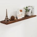 Floating Shelves 55 Inch Long, 55"W x 9"D Wall Shelf Invisible Bracket, 9 Inch Deep Floating Shelf for Wall, Rustic Wooden Shelves for Living Room, Kitchem, Bedroom, Rustic Brown Color, Set of 1-Ruum Studio Home