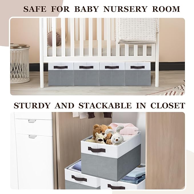 Criusia Closet Organizers and Storage Baskets - 6 Pack Shelf Organizer Bins with Handles - Clothes Storage Bins for Bedroom Nursery Home Closet Organization - Blanket Toy Storage Organizer-Ruum Studio Home