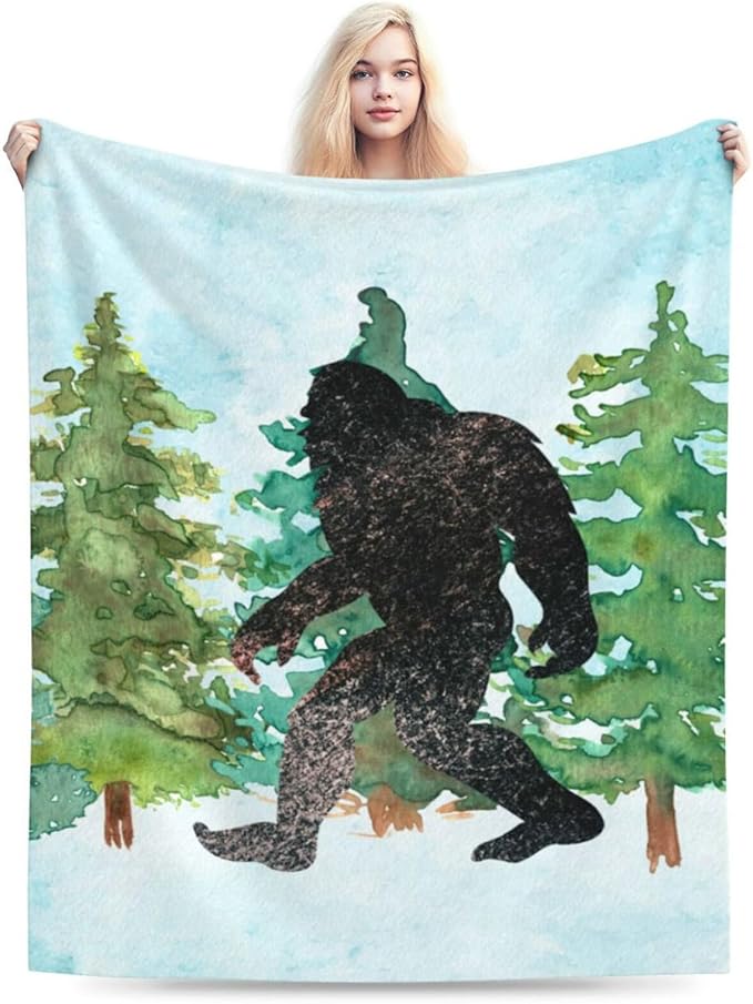 HGOD DESIGNS Sasquatch Watercolor Flannel Fleece Bed Blanket Throw Blanket Lightweight Cozy Plush Blanket for Bedroom Living Rooms Sofa Couch 40"x50"-Ruum Studio Home