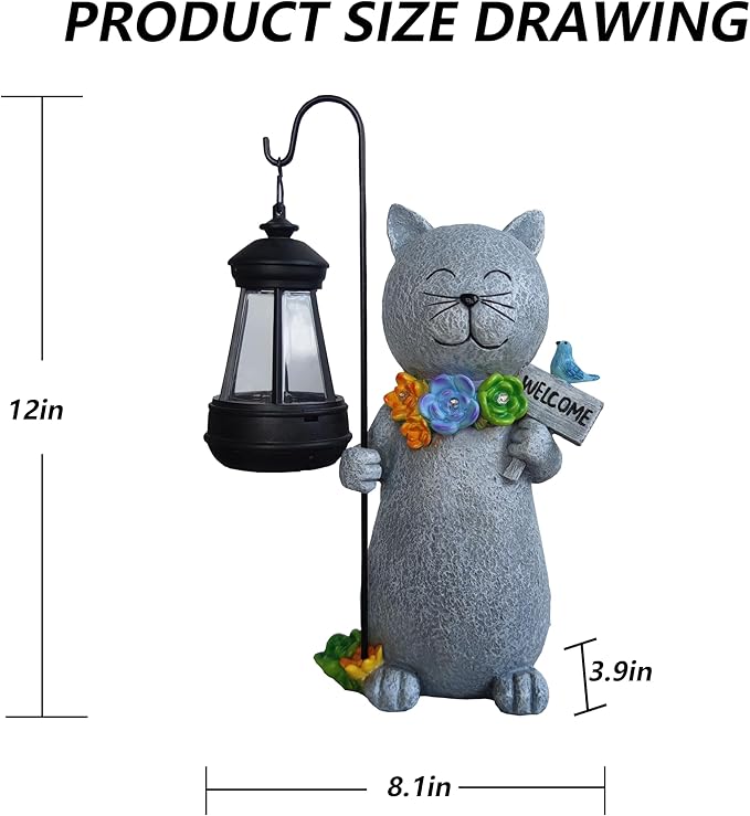 Solar Rabbit Garden Statues Outdoor Décor with Lantern- Rabbit Figurines Solar LED Light Lawn Ornaments - Yard Decorations for Patio, Balcony, Backyard -Unique House Warming Gifts for Mom-Ruum Studio Home