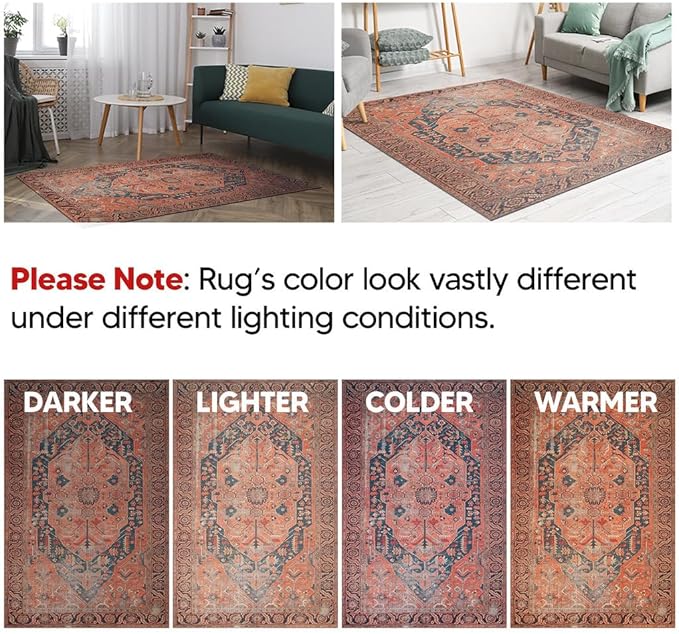 Keen Home Design 3x5 Rug - Machine Washable Entry Rug with Non-Slip Backing, Ideal for Enteryway, Kitchen, Bathroom, Laundry Room - Vintage, Easy Clean, Durable, Low Pile Rug - (3' x 5')-Ruum Studio Home