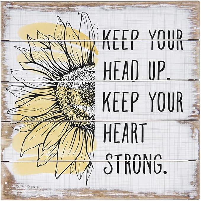 Simply Said, INC Perfect Pallets Petites - Keep Your Head Up. Keep Your Heart Strong - 8 x 8 in Distressed Rustic Wood Sign PET20188-Ruum Studio Home