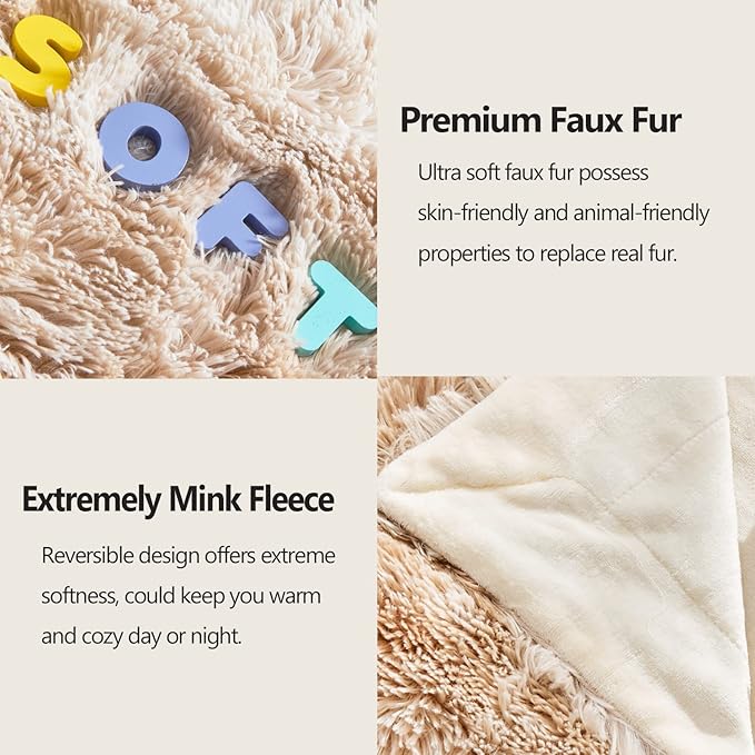 GONAAP Fuzzy Faux Fur Throw Blanket Tie-dye Beige Super Soft Cozy Plush Fuzzy Shaggy Blanket for Couch Sofa Bed (Tie-dye Beige, Throw(50"x60"))-Ruum Studio Home