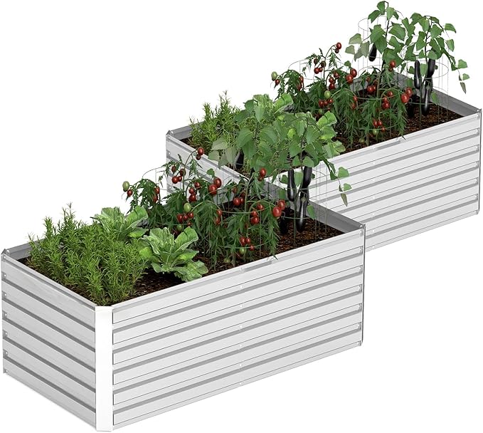 6x3x2 ft Raised Garden Bed, Large Metal Planter Raised Beds, Planters for Outdoor Plants for Vegetables, Flowers, Herbs, Fruits, and Succulents.(2 Pcs)-Ruum Studio Home
