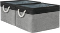 Organization and Storage Bins for Shelves - 17X15X12 inch 2 Pack Foldable Baskets for Organizing, Fabric Storage Cubes with Rope, Storage Box for Decorative Cloth (Black & Grey)-Ruum Studio Home
