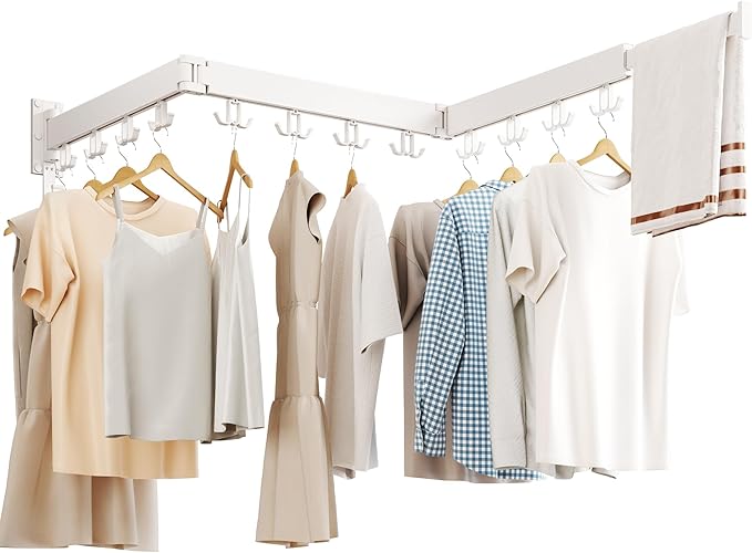 Clothes Drying Rack Wall Mounted,Drying Rack Clothing Wall Mount,Laundry Drying Rack,Collapsible Dying Racks for Laundry-Ruum Studio Home
