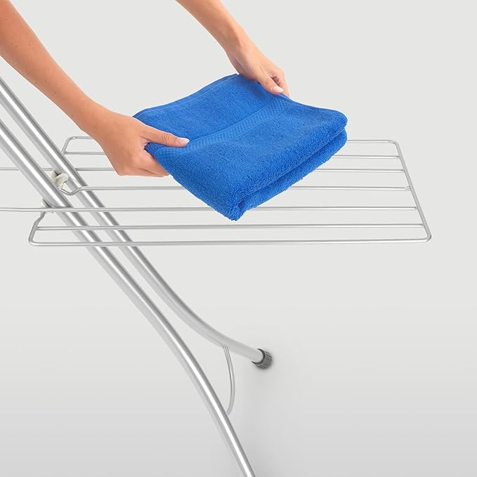 Brabantia Size C Ironing Board (49 x 18in) 7 Height Options, Solid Steam Iron Rest Holder & Linen Rack & Cord Holder (Ecru) Non-Slip Feet, Anti-Collapse Child Locks-Ruum Studio Home