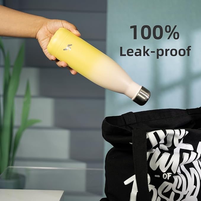 Insulated Water Bottles,17 oz Double Wall Stainless Steel Vacumm Metal Flask for Sports Travel,Lemon-Ruum Studio Home