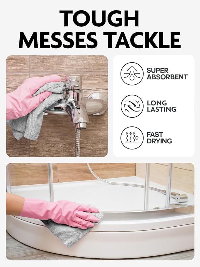 Fantasticlean Microfiber Cleaning Cloth Roll -75 Pack, Tear Away Microfiber Towels, 12" x 12", Reusable, Washable, Scratch Free, Ultra Absorbent Dish Rags for Car, Home, Garage or Shop (Grey)-Ruum Studio Home