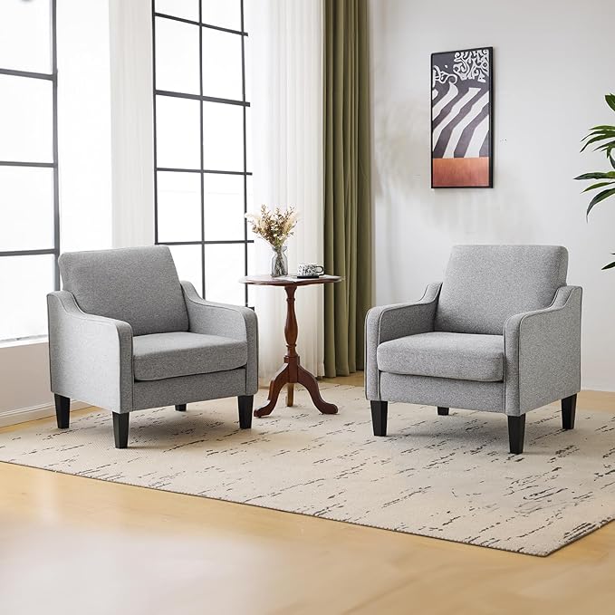 VINGLI Accent Chairs for Living Room Mid Century Modern Chair Sofa Chair Upholstered Arm Chair with Scooped Arms for Bedroom, Apartment, Office, Studio, Waiting Room, Play Room-Ruum Studio Home