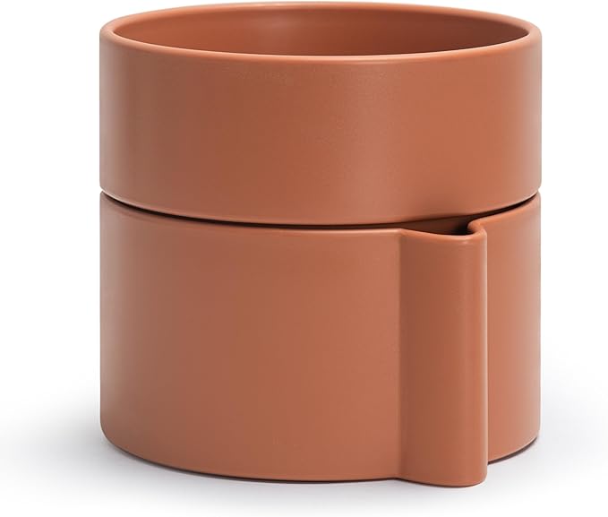 Phoenix Vine 6.5 Inch Self-Watering Planter Pot with Terracotta Insert, Deep Water Reservoir, and Ceramic-Alike BPA-Free Plastic Pot for Plant, Modern Planter for Houseplants, Terracotta, 53-A-S-3-Ruum Studio Home