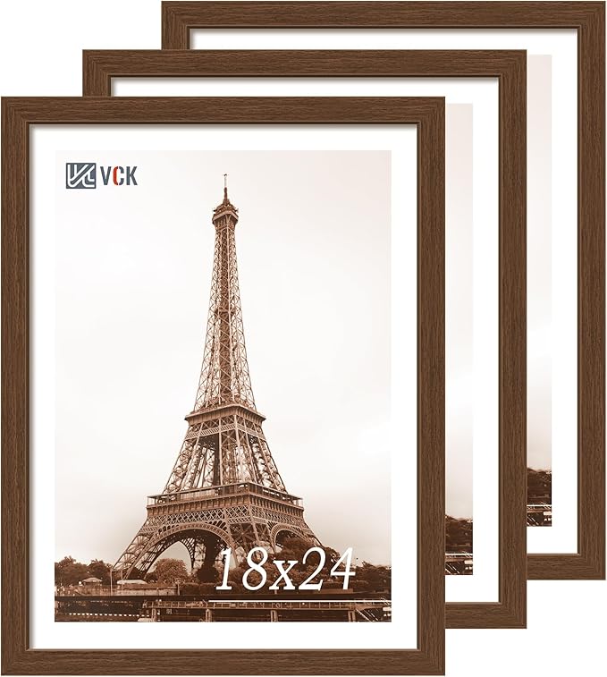 VCK 18x24 Brown Poster Frame 3 Pack, Wood Picture Frame with Exclusive Wood Grain, Wall Mounting Hanging-Ruum Studio Home