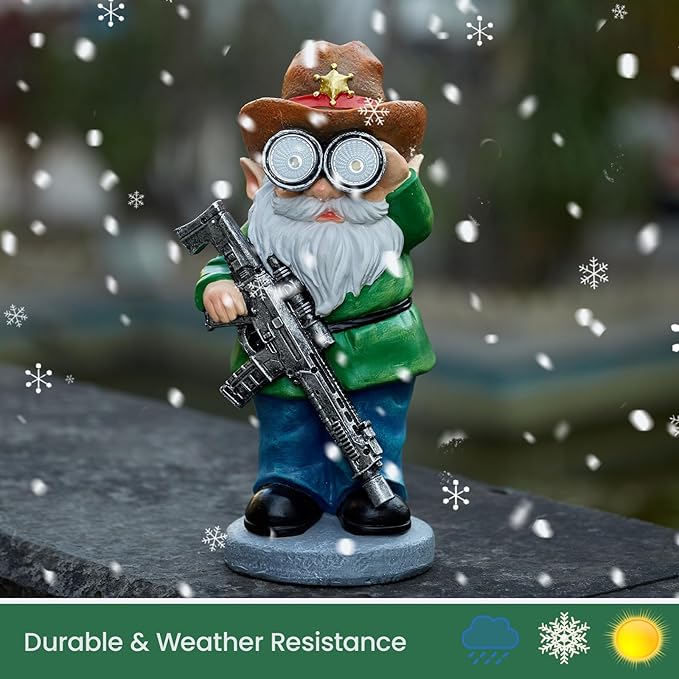 Funny Garden Gnomes Statue Outdoor Decor, Solar Telescope Gnome Decorations for Yard, Lawn, Patio, Porch, Fathers Day Birthday Housewaming Gifts for Dad, Men, Husband, 10.6 Inch, Resin-Ruum Studio Home