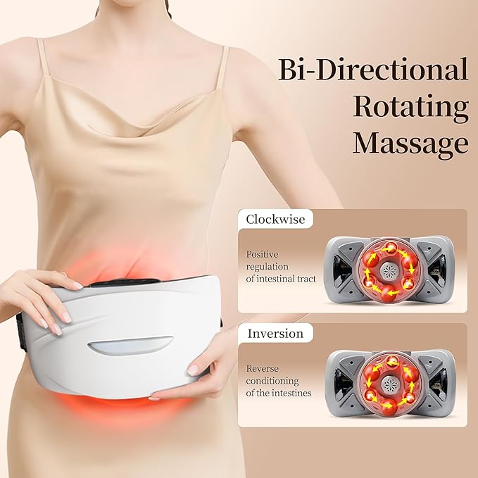 Intelligent Heated Massage Belt, Multi-Function Kneading Massager with Red Light Therapy, Natural Stone Massage for Waist and Abdomen-Ruum Studio Home