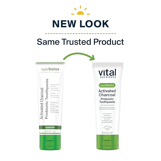 Vital Nutrients Hyperbiotics Activated Charcoal Probiotic Toothpaste | Fluoride Free Toothpaste with Oral Probiotics | Supports Healthy Mouth Flora, Fresher Breath, Teeth Whitening* | Vegan | 4 oz-Ruum Studio Home