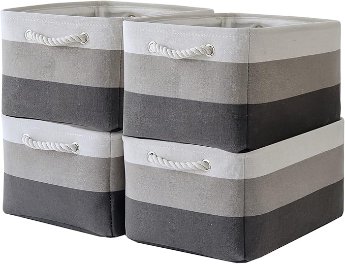 Storage Basket Fabric Sturdy Canvas Storage Bins Organizer with Handles for Clothes and Toy Storage Foldable Storage Boxes Cubes-Ruum Studio Home