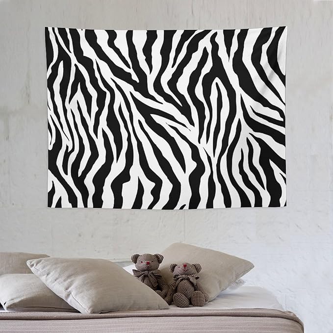 HZOHNAGO Zebra Print Tapestry Nature Wild Animals Black and White Stripe Printed Wall Tapestry Painting Wall Hanging for Bedroom Living Room Dorm 40" W x 30" H-Ruum Studio Home