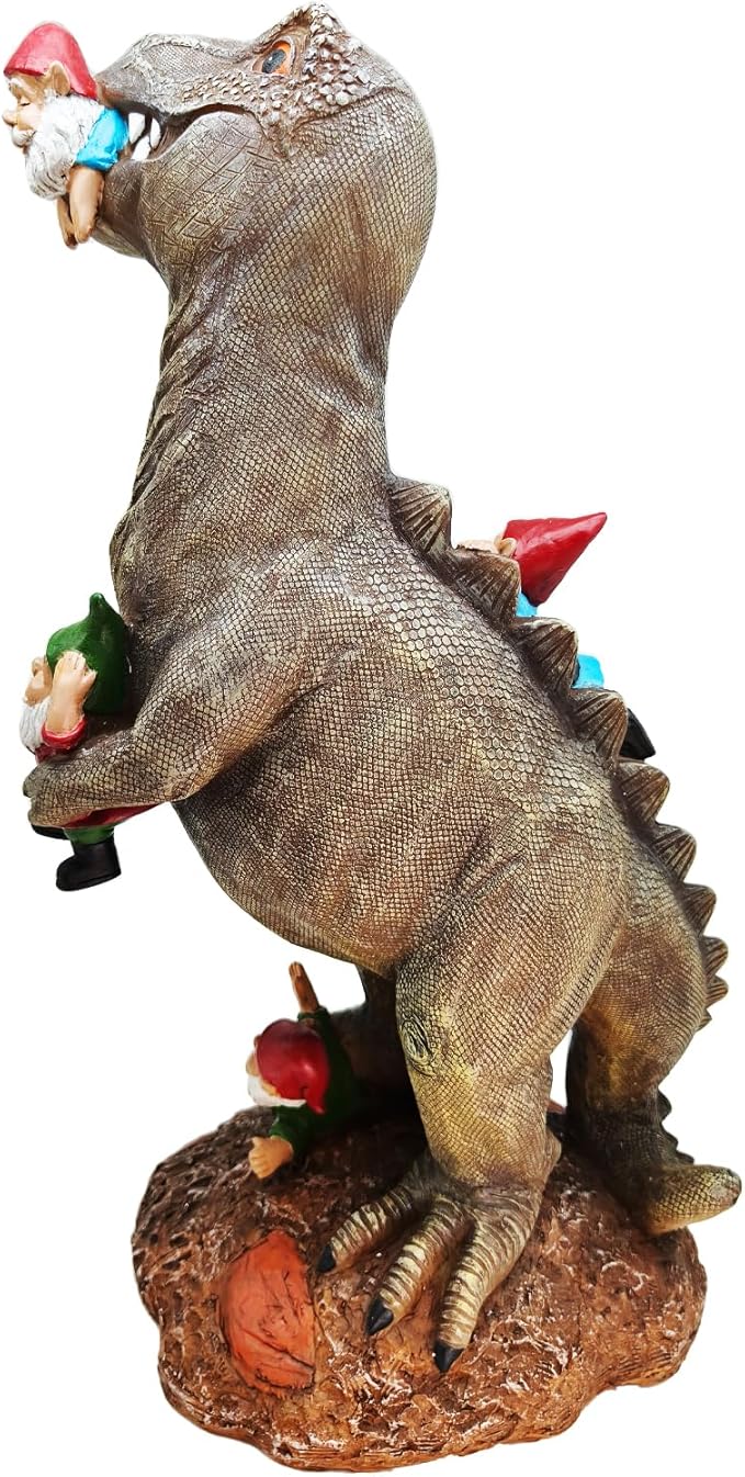 Cute 18" Porch Dinosaur Statue Tall Large Strong, T Rex Decent Gift Garden Party Décor Resin Funny Garden Gnome for Outdoor Indoor Decor, Lawn Ornaments, Patio Porch Yard Art Sculptures-Ruum Studio Home
