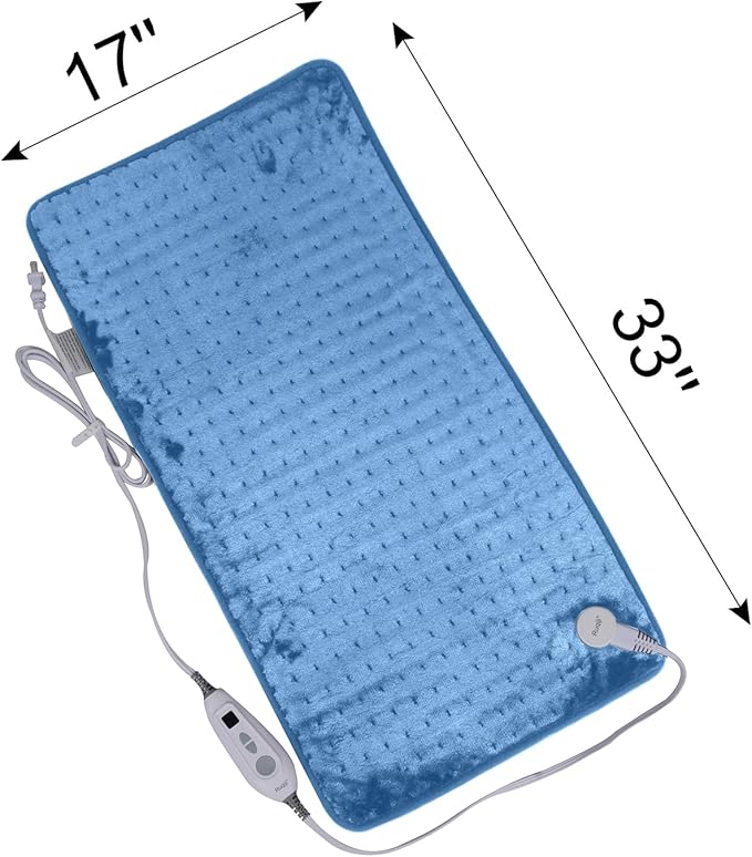 Ruqiji 17''x33'' XXXL King Size Flannel Electric Heating Patches with 120 Minutes Auto Shut Off&6 Temperature Settings, Pain Relief for Back/Neck/Shoulders/Menstrual Pain/Leg Cramp(Light Blue)-Ruum Studio Home