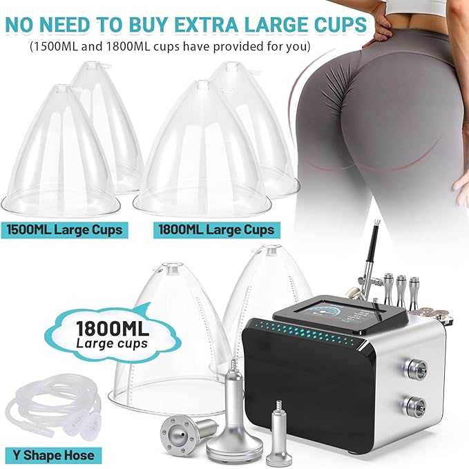 Meifuly Vacuum Therapy Machine, 3 in 1 Vacuum Cupping Sets, Skin Care and Airbrush Machine, with 1800ML and 1500ML Large Cups, 0-80 cmHg, 5 inch Touch Screen-Ruum Studio Home