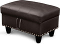 Ottoman Rectangular Storage Ottoman Bench, Faux Leather Footrest, Coffee Table, Stool Footstool with Hinged Lid for Living Room, Bedroom, Entryway, Brown, 28.5"x19"x17.5"-Ruum Studio Home
