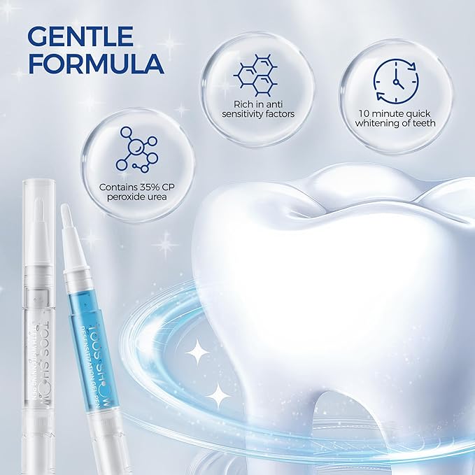 Teeth Whitening Kit for Sensitive Teeth,with 4 Carbamide Peroxide Pen & 1 Remineralization Pen,LED Accelerator Light Non,Tooth Whitener Professional Oral Care Gently Yet Effectively Removes Stains-Ruum Studio Home