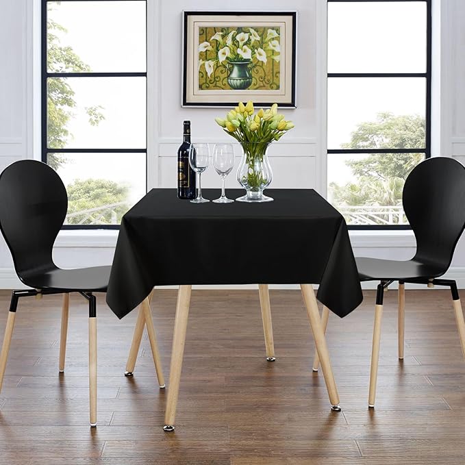 sancua Small Square Tablecloth 36 x 36 Inch Black, Stain and Wrinkle Resistant Washable Polyester Table Cloth for Dining Buffet Party Decorative Fabric Table Cover for Nightstand End Bedside Tables-Ruum Studio Home