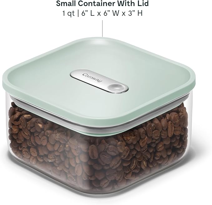 Caraway 1qt Glass Airtight Food Storage Container with Lid – Non-Toxic, BPA-Free Kitchen Storage Container – Stackable, Space-Saving Airtight Container for Dry Goods and More - Mist-Ruum Studio Home