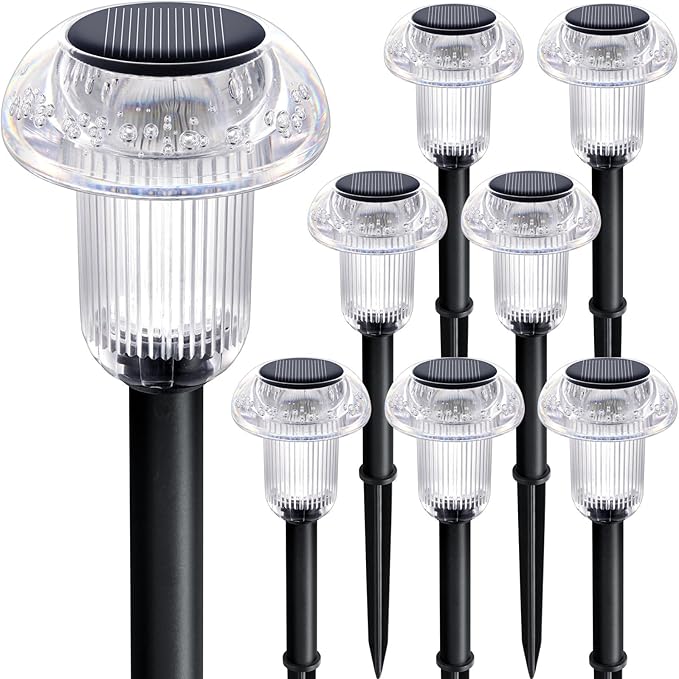Solar Lights Outdoor Pathway Waterproof 8 Pack Color Changing LED Acrylic Mushroom Decorative Garden Lights for Yard Landscape Patio Outside Christmas Decorations-Ruum Studio Home
