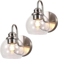 Farmhouse Gooseneck Wall Sconces Set of Two, Bathroom Brushed Nickel Vanity Light, Modern Indoor Wall Light Fixtures with Clear Glass for Bathroom Beside Mirror Living Room Hallway(Brushed Nickel)-Ruum Studio Home