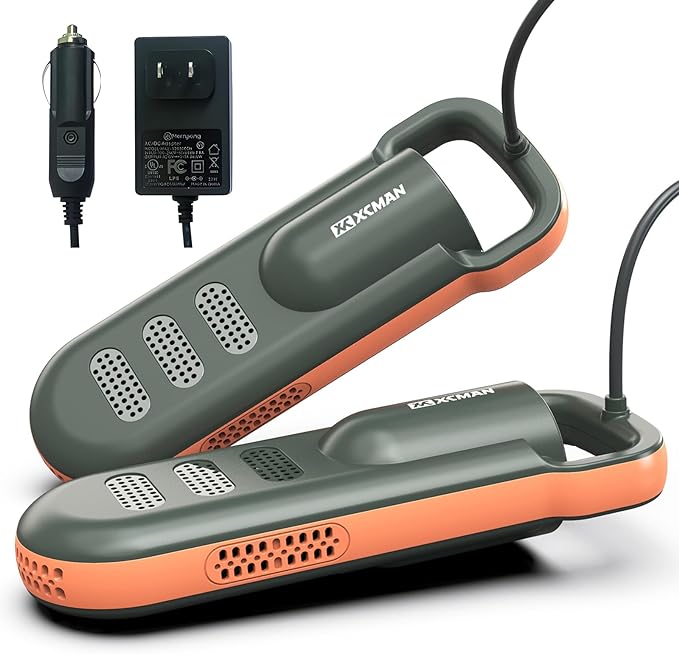 XCMAN Portable Shoe Dryers and Boot Dryer，Boot dryer for winter Boots, Work Boots, Rain Boots, Tennis Shoes, Ski Boot Liners,With integrated fan and heater-Ultra Silent | 12V DC/AC Converter| US Plug-Ruum Studio Home