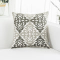 HWY 50 Grey Gray Decorative Throw Pillow Covers 18x18 Inch (1 Piece), Embroidered Cotton Farmhouse Cushion Cover Pillow Case for Sofa Couch Living Room Bed Bedroon, Floral Geometric-Ruum Studio Home