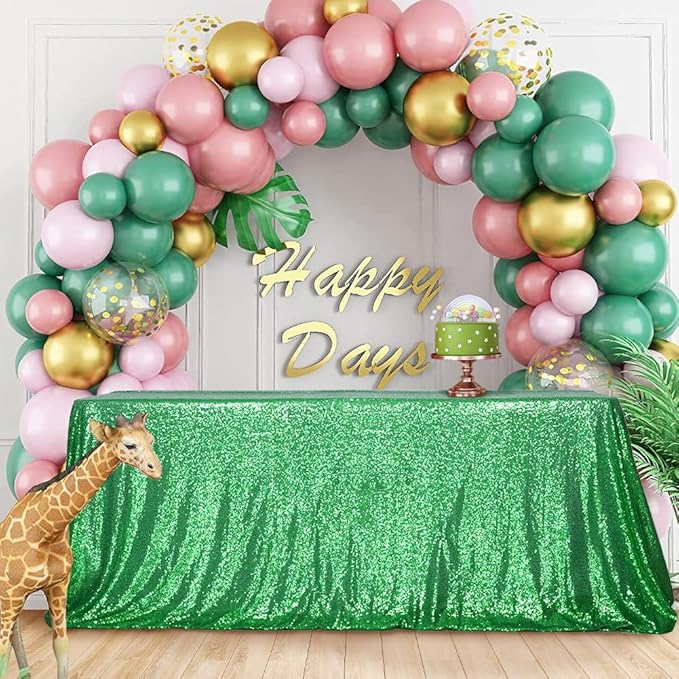 SquarePie Sequin Tablecloth 90 x 132 Inch Green Sparkly Table Cloth for Wedding Party Decoration-Ruum Studio Home