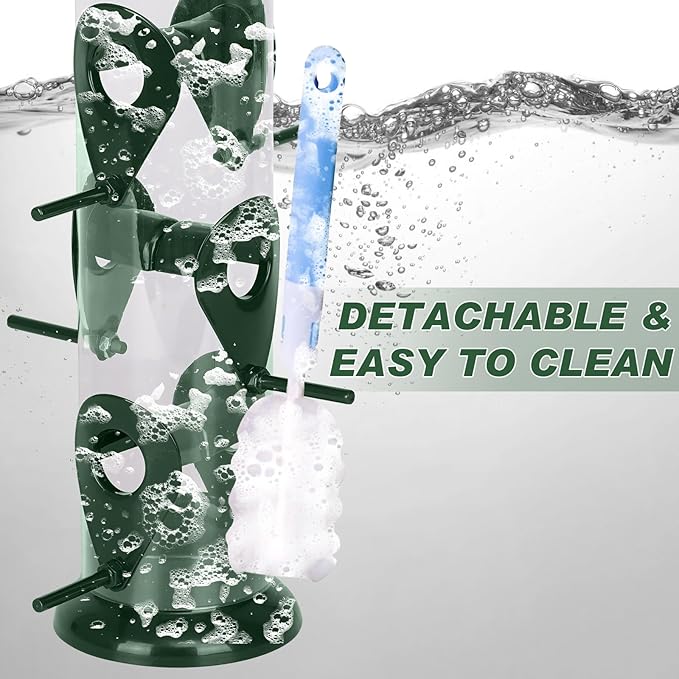 FEED GARDEN Metal Tube Bird Feeders for Outdoors Hanging, 6-Port Bird Feeder for Outside, Finch Feeders for Outside, Squirrel Proof Bird Feeders with Heavy Duty Metal Lid, Chew-Proof, 13 Inch Green-Ruum Studio Home