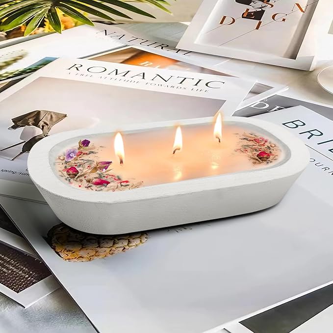 Royxen 8 Pack Wood Dough Bowl, Wooden Dough Bowls Paulownia, Rustic Bowl Vintage, Bowls for Candle (White, 9.5" x 5.5")-Ruum Studio Home