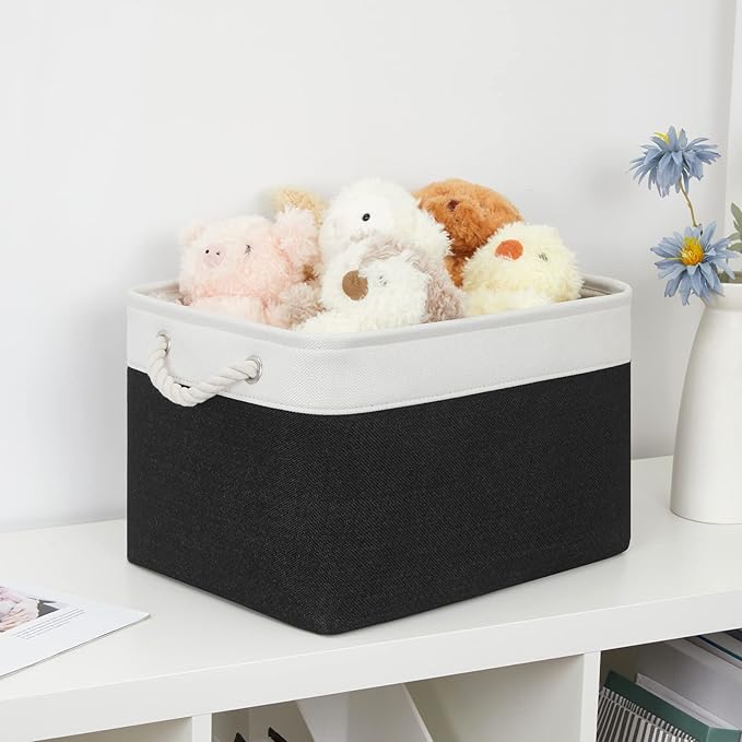 Bidtakay Black Storage Baskets for Shelves [3-pack] Collapsible Organizer Baskets for Laundry Storage 15 X 11 X 9.5 Inches Dog Toy Bins Fabric Storage Bins for Bedroom Home Storage-Ruum Studio Home