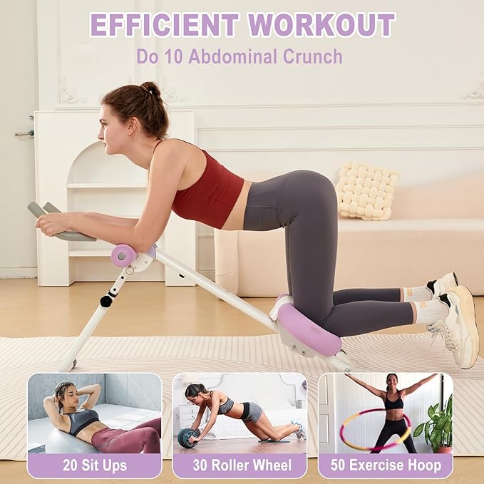 Ab Workout Equipment Abdominal Trainer, Adjustable Ab Machine at Home Gym, Foldable Abdominal Exercise Machine, Core & Ab Trainer Machine for Stomach Workout with LCD Monitor-Ruum Studio Home