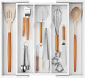 Lifewit Utensil Organizer for Kitchen Drawer, Expandable Cooking Utensil Tray, Bamboo Cutlery Silverware Flatware Holder, Adjustable Spatula Tools and Gadgets Storage Divider, Large, White-Ruum Studio Home