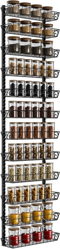 SWOMMOLY Adjustable Wall Mount Spice Rack Organizer, 12-Tier Dual-use (Multi-use) Hanging Spice Shelf Storage for Kitchen Pantry Cabinet Door, Seasoning Holder Organizer, Black-Ruum Studio Home