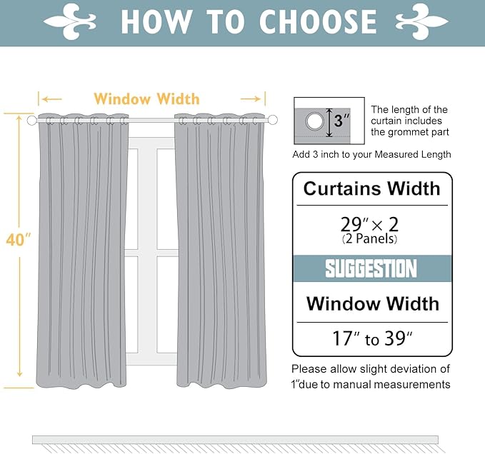 ChrisDowa Small Window Curtains 40 inches Long for Bedroom - Grommet Short Thermal Insulated Room Darkening Curtains for Kitchen (2 Panels, Beige, 29 x 40 Inch)-Ruum Studio Home