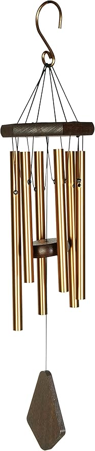 Nature’s Melody Premiere Grande Tunes Wind Chimes – Outdoor Windchime with 6 Tubes Tuned to E Pentatonic Scale, Rustproof Aluminum, Beech Wood & S Hook Hanger for Sympathy, Memorial Gift or Zen Garden-Ruum Studio Home