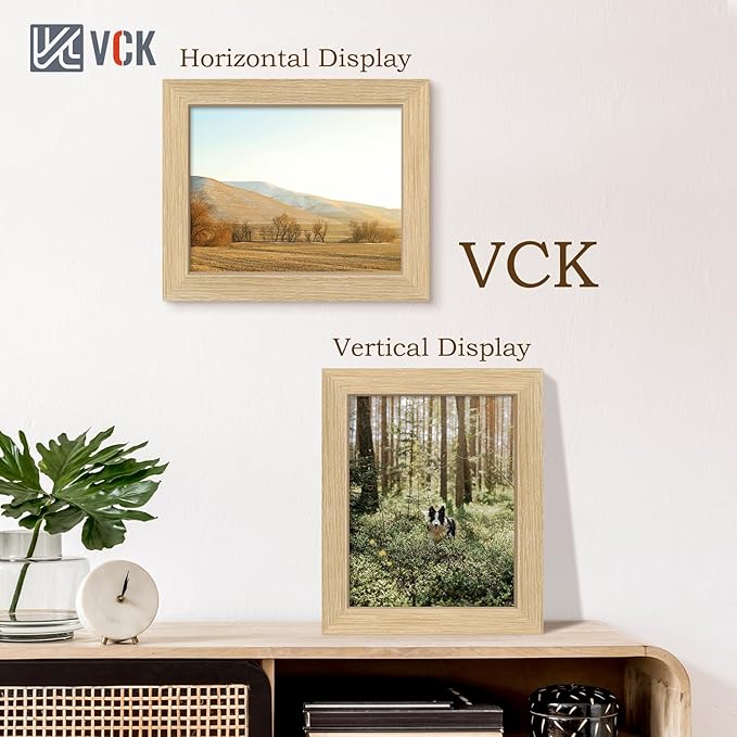 VCK 8x10 Oak Wood Frame for Picture, Natural Solid Wood Photo Frames 3 Pack, Wall Gallery Frame-Ruum Studio Home