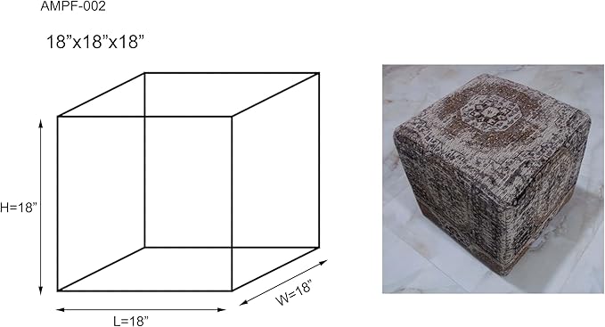 Mark&Day Pouf Ottoman, Kaltenleutgeben Traditional Camel Cube Pouf Foot Rest for Living Room, Bedroom and Boho Home Decor (18"x18"x18")-Ruum Studio Home