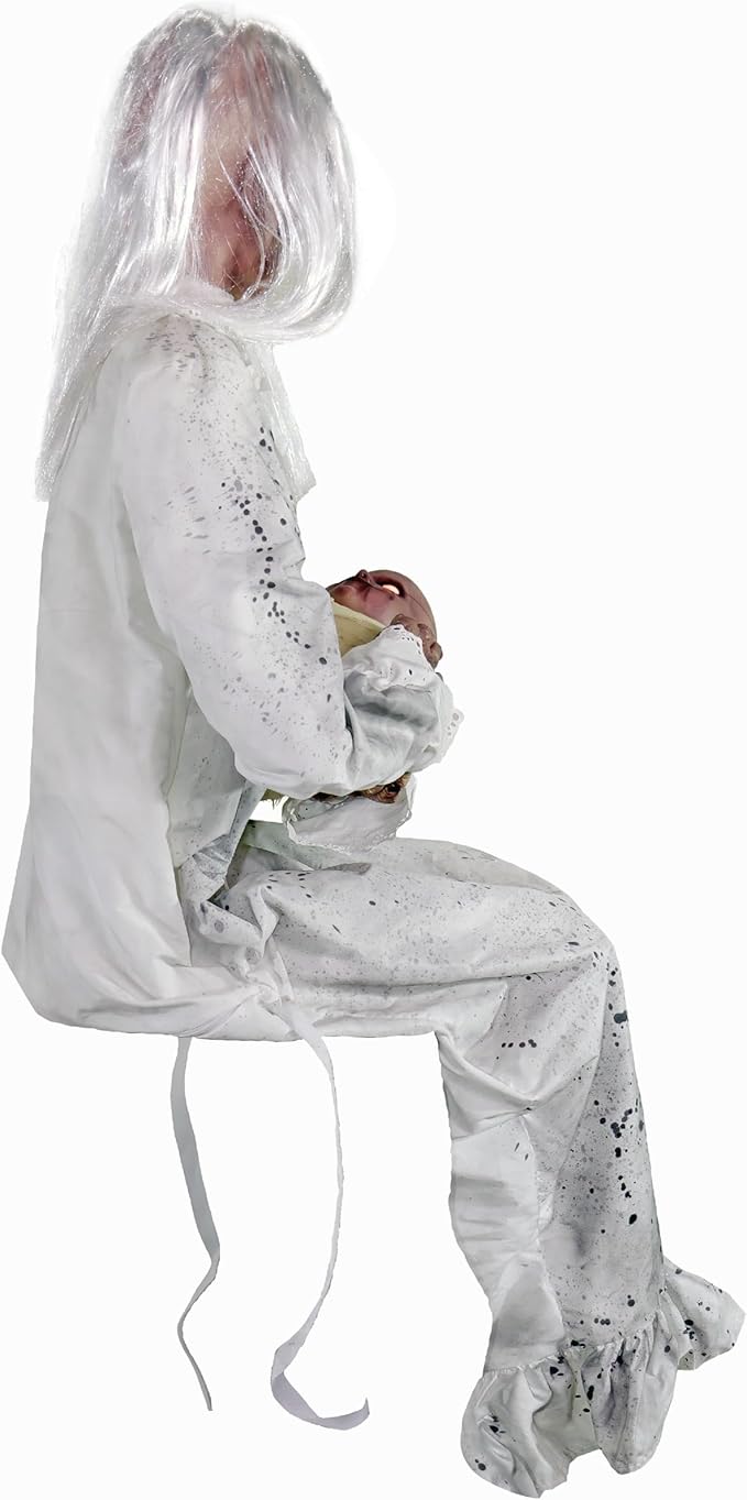 Haunted Hill Farm Life-Size Animatronic Gravely Granny by Tekky Halloween Decoration with Motion-Activated Sounds-Ruum Studio Home