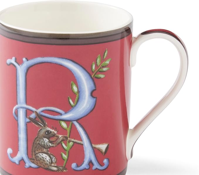Spode Kit Kemp 12oz Mug in Fine China, R Initial - Custom Coffee Cup for Hot Beverages, Personalized Gift Idea for Her, Him, Friends, Coffee Lovers - Stylish Letter Mug for Daily Use, Dishwasher Safe-Ruum Studio Home