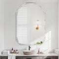 Bathroom Mirror for Wall, 26" x 38" Arched Mirror, Bathroom Vanity Mirror, Beveled Edge Frameless Wall Mount Vanity Mirrors, Wall Mirrors Decorative, Irregular Beveled Edge Mirror-Ruum Studio Home
